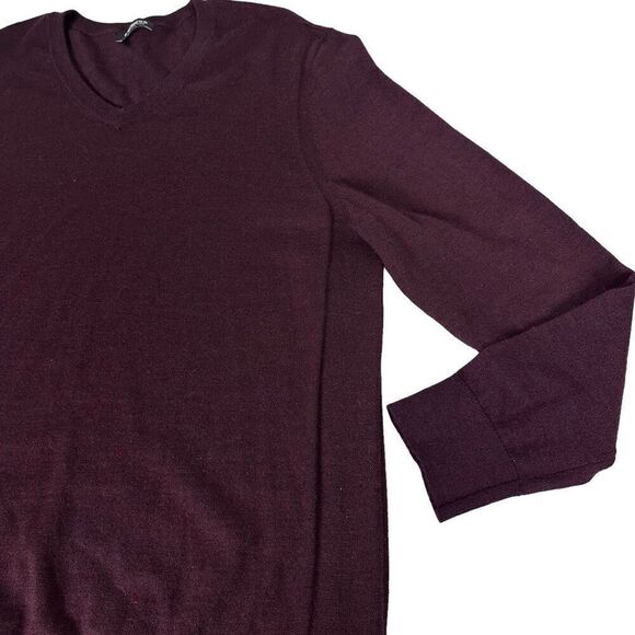 Express Womens Sweater size Small Purple Merino Wool Blend V Neck Lightweight Bu - Picture 4 of 6